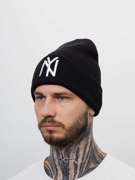 Шапка AMERICAN NEEDLE арт. 21019A-NBY New York Black Yankees Cuffed Knit NL (черный)  фото 2