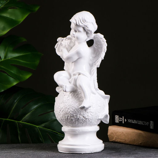 Фигура гипс Ангел на шаре с арфой, 15?13?34 см