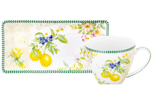 Чашка 250 мл с блюдцем для десерта 20*10*2 см Лимоны, NEW BONE CHINA - Elan gallery фото 6