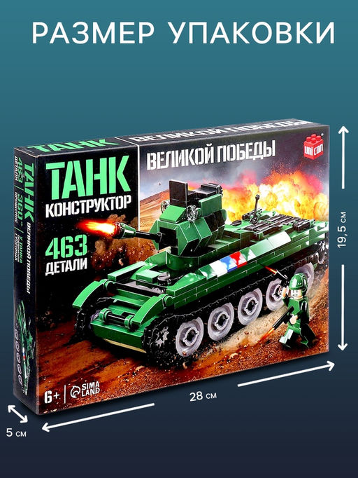 Конструктор Танк Великой Победы, подвижные элементы, 463 детали - Unicon фото 2