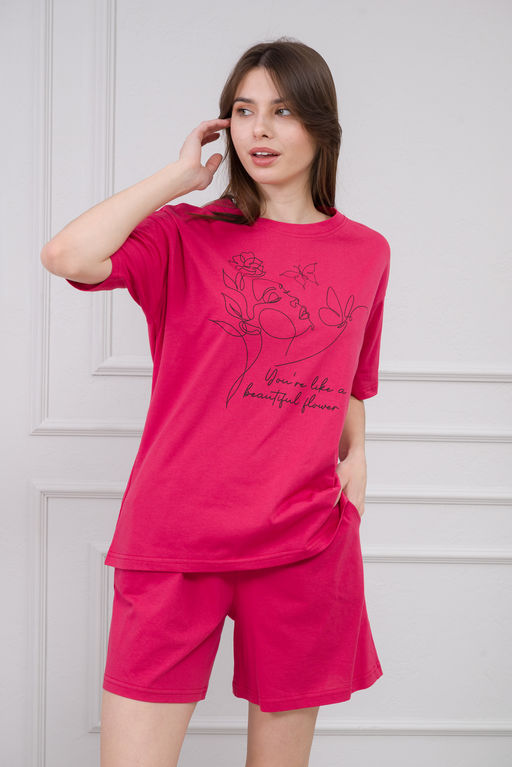 Пижама женская из кулирки Дива малина макси - Амадэль фото 9