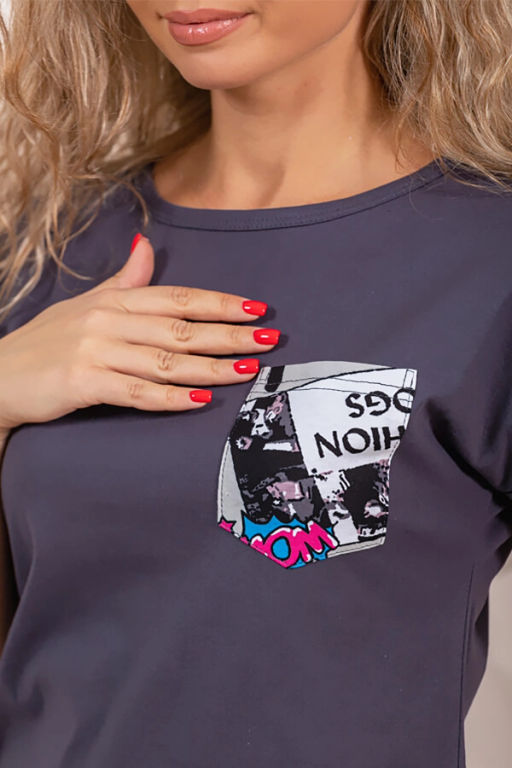 Пижама женская, цвет серый бирюзовый