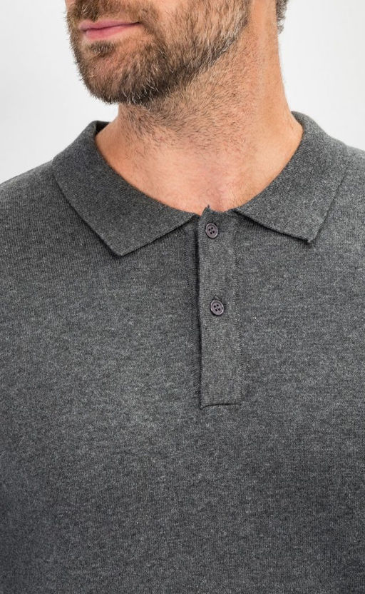 Джемпер мужской с отложным воротником и планкой на пуговицах F221-15-22021 темно-серый меланж - Fine joyce фото 4
