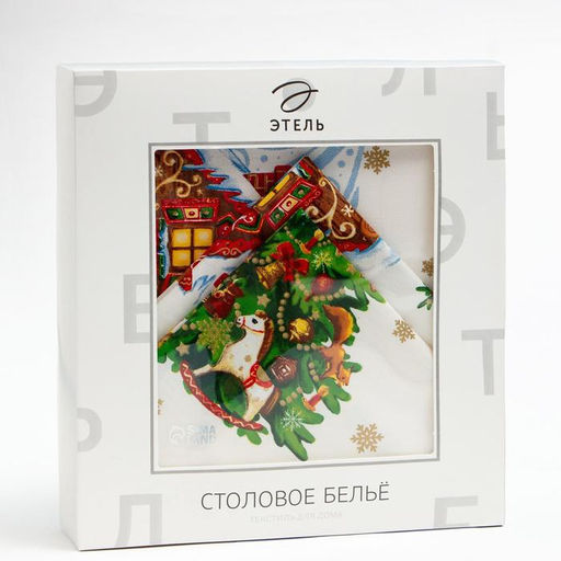 Набор столовый Новогодняя сказка скат.150х220см +/-3см с ГМВО, салф.40х40см-12 шт, хл100% - Этель фото 8