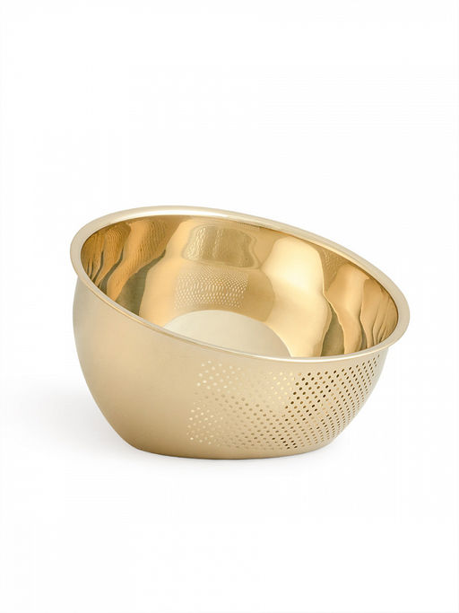Дуршлаг 22x15x8, 3 л светло-золотистый нержавеющая сталь - Denastia фото 3
