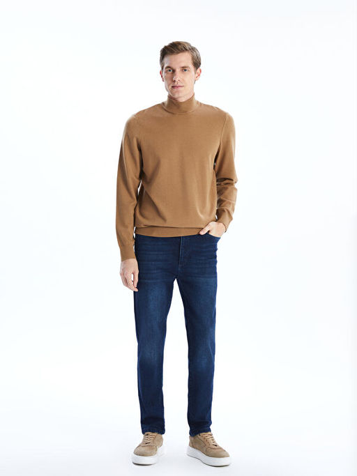 Yar?m Bal?k?? Yaka Uzun Kollu Erkek Triko Kazak