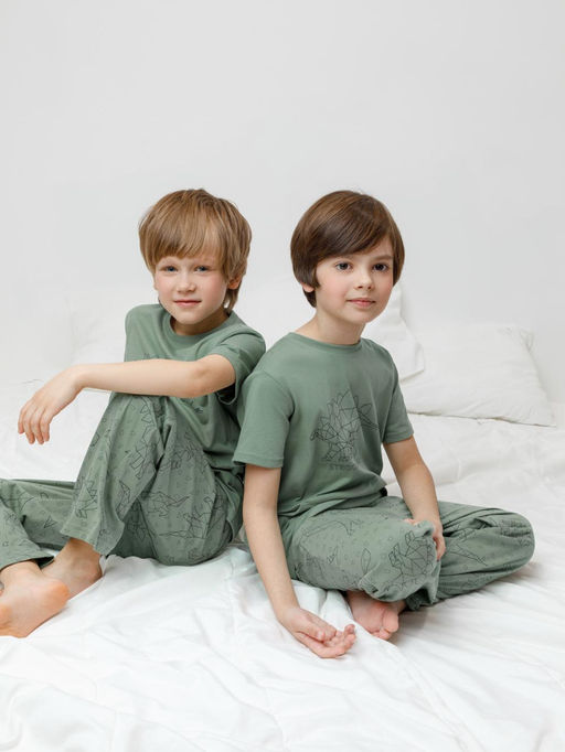 К 1599/весенний зеленый,динозавры пижама дет