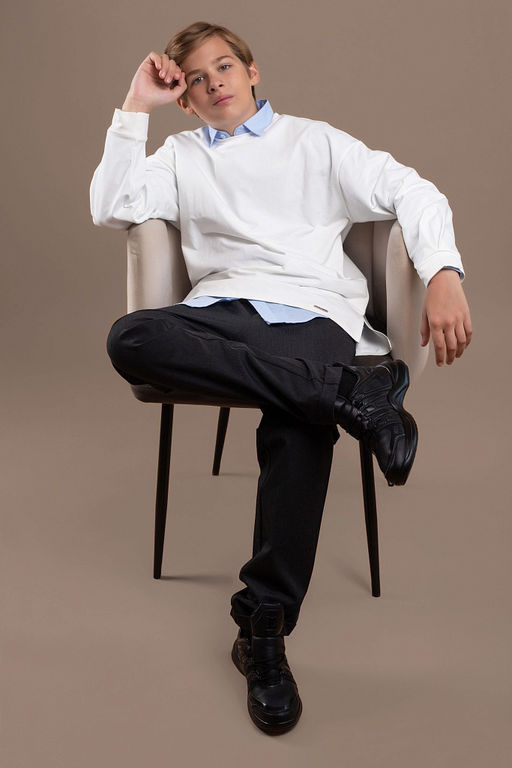 Молочный школьный свитшот Mooriposh, модель 1606 фото 9