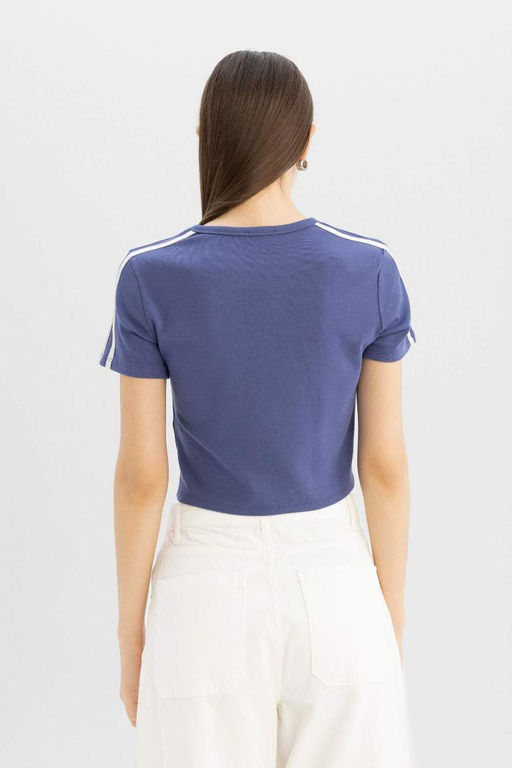 Классная футболка с короткими рукавами из модала с круглым вырезом и принтом - Defacto фото 9