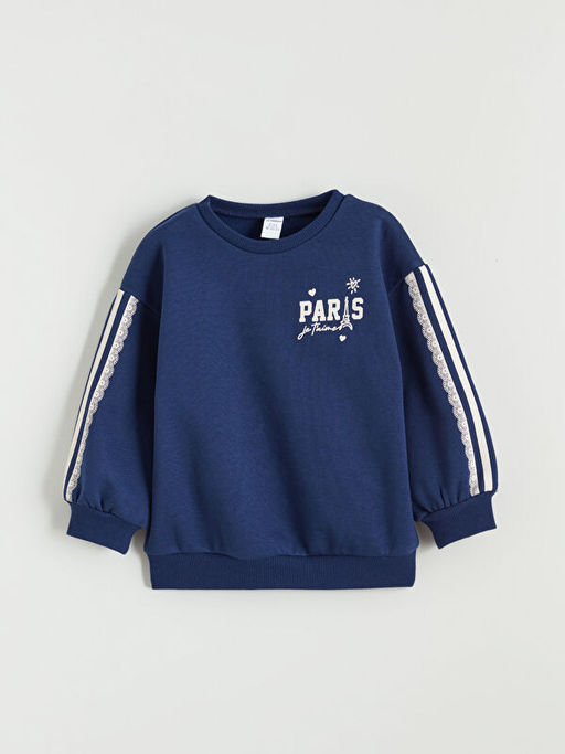 Bask?l? K?z ?ocuk Sweatshirt ve E?ofman Alt?