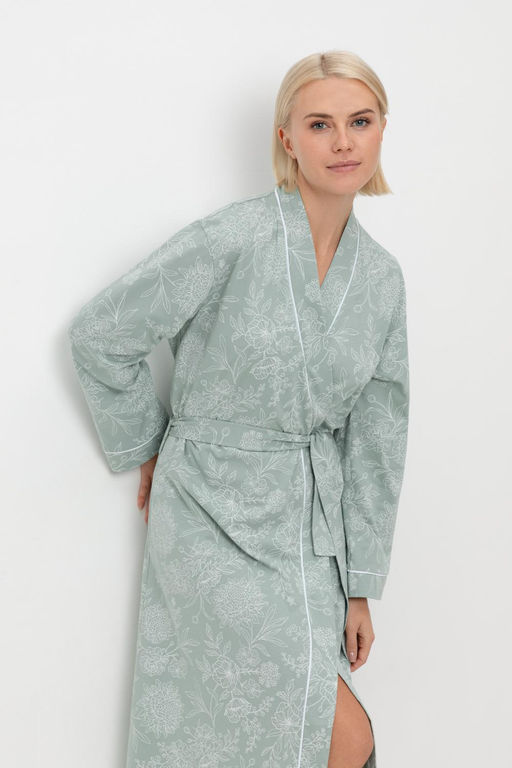 Е 50005/24/голубой прибой,кружевные цветы халат жен