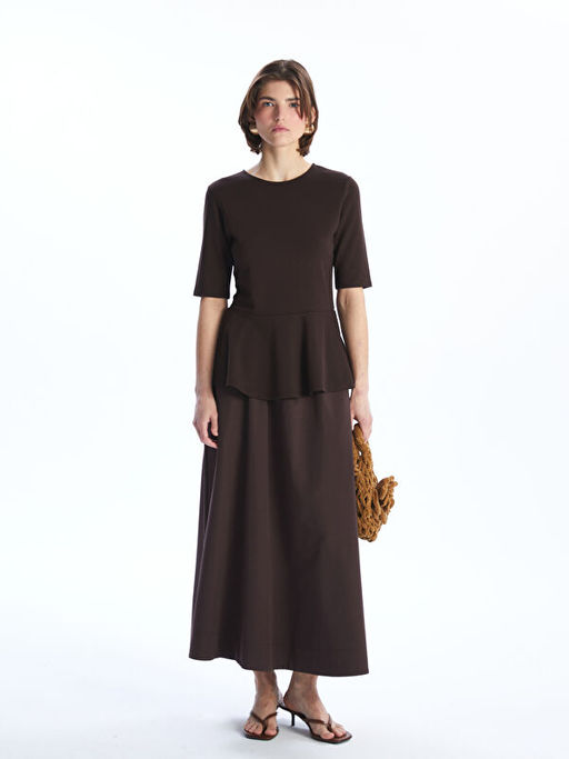Bisiklet Yaka Peplum Bluz