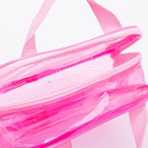 Косметичка-сумка на молнии для бассейна, большая, с ручками, прозрачная/розовая - Simaland фото 4
