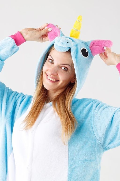 Пижама кигуруми голубой Единорог