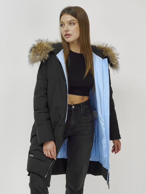 Куртка ПРЕМИУМ КЛАССА зимняя с мехом ЕНОТА, черного цвета - Mtforce фото 19