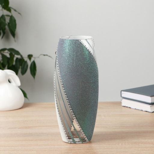 Ваза «Юнона», h=26×11 см, d=7.5 см, стекло, серебро, МИКС