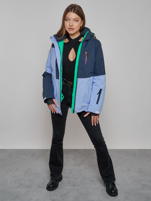 Горнолыжная куртка женская зимняя фиолетового цвета 33307F