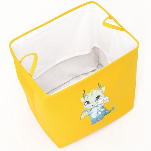 Корзина для хранения игрушек с затяжкой на веревке, 40×50×48 см, жёлтая