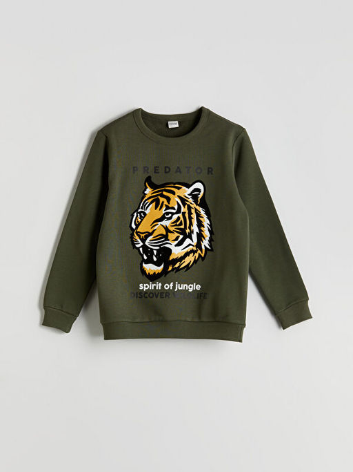 Bisiklet Yaka Kaplan Bask?l? Erkek ?ocuk E?ofman Tak?m?