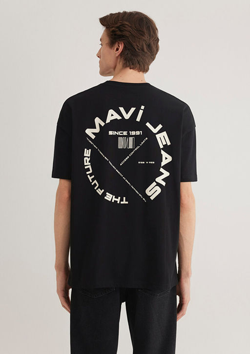 Mavi Jeans S?rt Bask?l? Siyah Tisort  фото 5