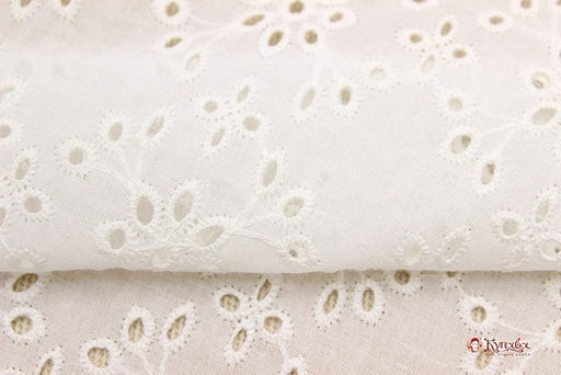 Шитье Цветочные ромбики цв.молочно-белый, ш.1.5м (вышит.часть1.32м), батист, хлопок-100% - Купава фото 2