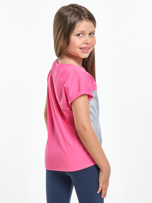 Футболка для девочки UD 6338 малина/серый - Mini maxi фото 2