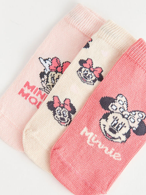 Minnie Mouse Bask?l? K?z Bebek Soket ?orap 3l? - Waikiki фото 3