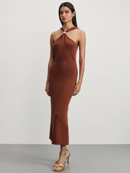 Трикотажное облегающее платье из вискозы / Zarina  фото 4