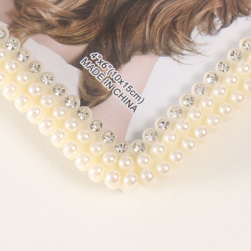 Фоторамка для фото 10×15 см «Жемчуг и стразы», пластик, закруглённые углы, 18×13 см