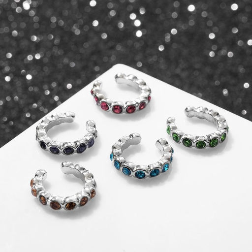 Серьги Каффы манжеты, набор 5 шт, цветные в серебре - Queen fair фото 4