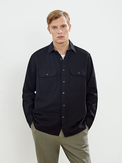 Rahat Kal?p Uzun Kollu Keten Kar???ml? Erkek G?mlek