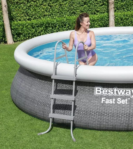 Бассейн надувной Ротанг Fast Set 457х107 см (фильтр-насос 2,0 м3/ч, лестница) Bestway  фото 3