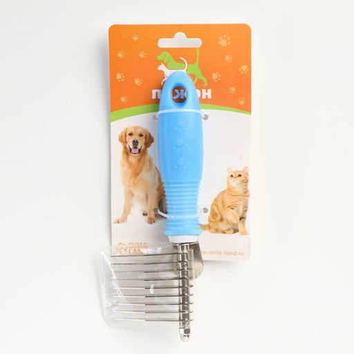 Колтунорез боковой Комфорт 9 лезвий, нескользящая резиновая ручка, голубой - Пижон фото 6