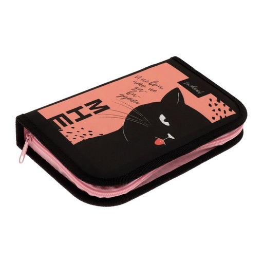 Пенал школьный, 1 секция, 13×21×4 см «Кот»