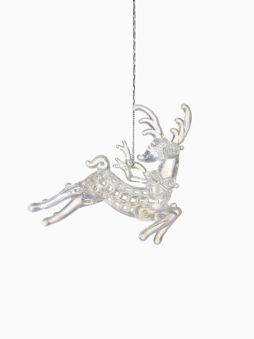Ёлочная игрушка Зимнее волшебство. Олень резной, 10.512 см, прозрачный перламутр  фото 9