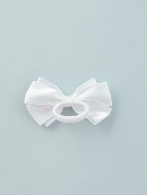 Цена за 6 шт. Бант для волос на резинке «Школьница», блеск галант, 8×4 см, белый