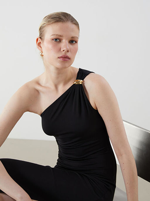 Tek Omuz B?zg?l? Elbise