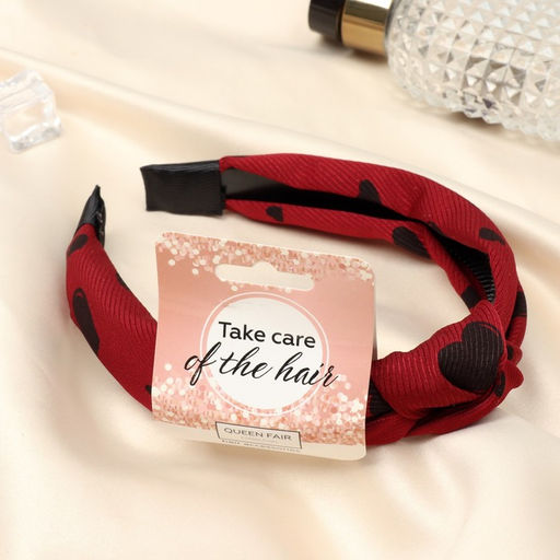 Ободок для волос «Берит», сердца, 3 см, красный