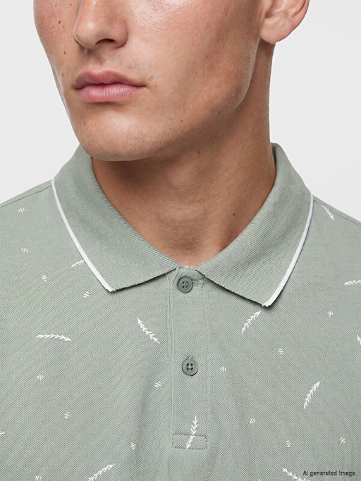 Polo Yaka Desenli Pike Erkek Ti??rt