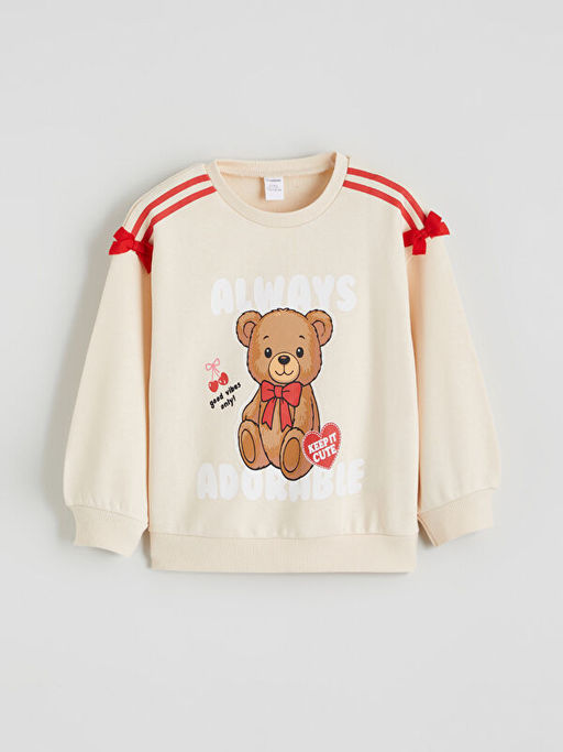 Bisiklet Yaka K?z ?ocuk Kal?n Sweatshirt 2li