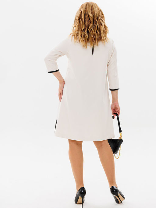 Платье молочного цвета в цветами из экокожи - Almond фото 5