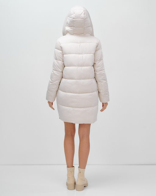Куртка зимняя женская классическая с капюшоном бежевого цвета 7671B - Visdeer фото 20
