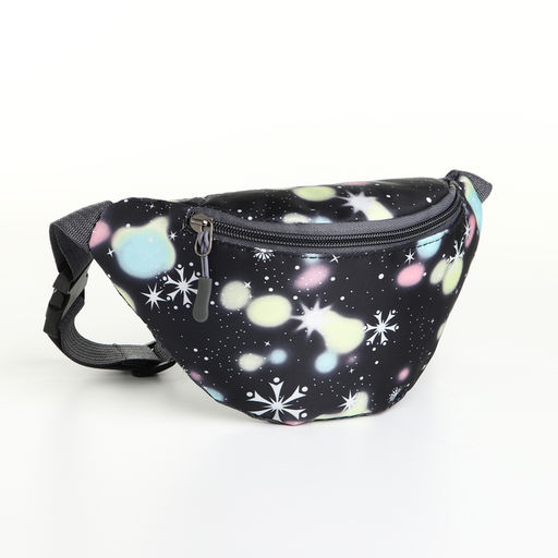Сумка поясная «Космос», детская, на молнии, чёрная