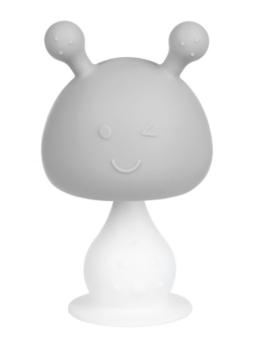 Прорезыватель для зубов с погремушкой 4 в 1 «Зайка», силикон, серый