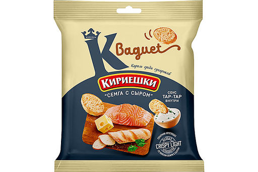 Цена за 5 шт.Кириешки Baguet, сухарики со вкусом Семга с сыром и с соусом тар-тар Calve, 70 г