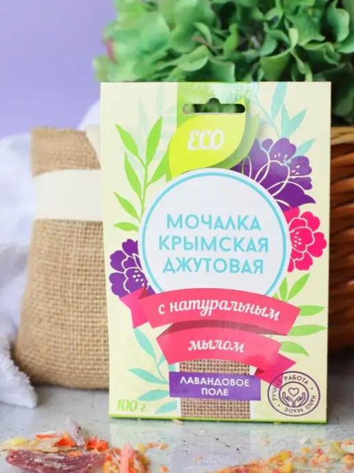 Мочалка джутовая с мыльной стружкой, Лавандовое поле 100 г - Мануфактура дом природы фото 2
