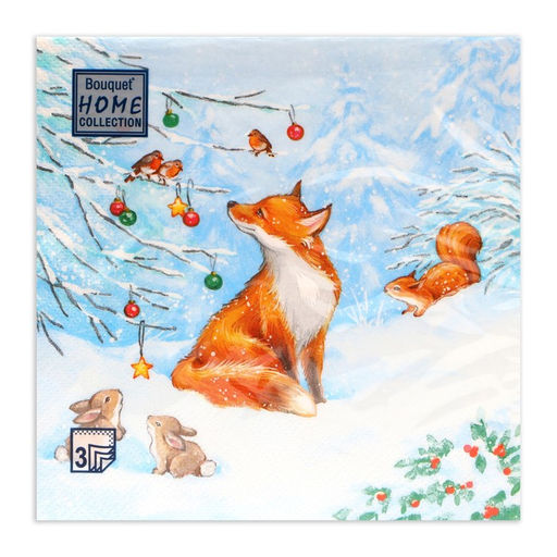 Цена за 2 шт. Салфетки новогодние бумажные Home Collection Сlassic «Лисичка», 3 слоя, 33×33 см, 20 шт.