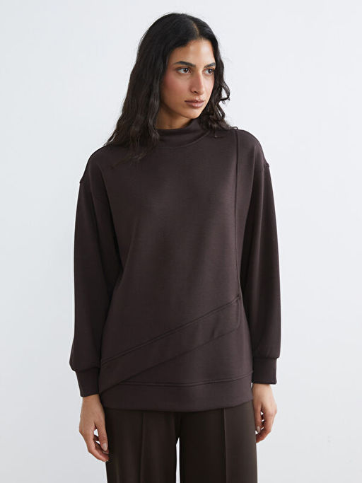 Dik Yaka Soft Touch Kad?n Sweatshirt Tunik