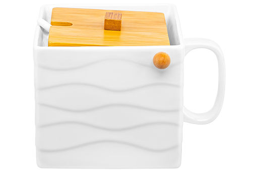 Банка д/сыпучих продуктов с бамбуковой крышкой 1000 мл 16,5*15*12 см Айсберг волны + ложка - Elan gallery фото 6