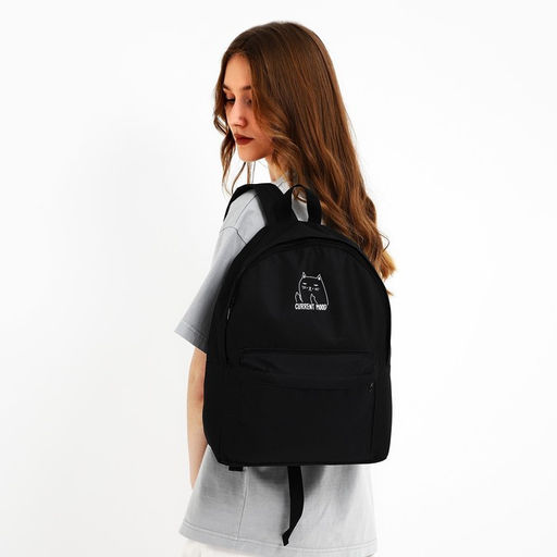 Рюкзак текстильный Котик, с карманом, 27*11*37, черный - Nazamok фото 2